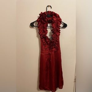 Ruffled halter open back mini dress by Esley (XS)